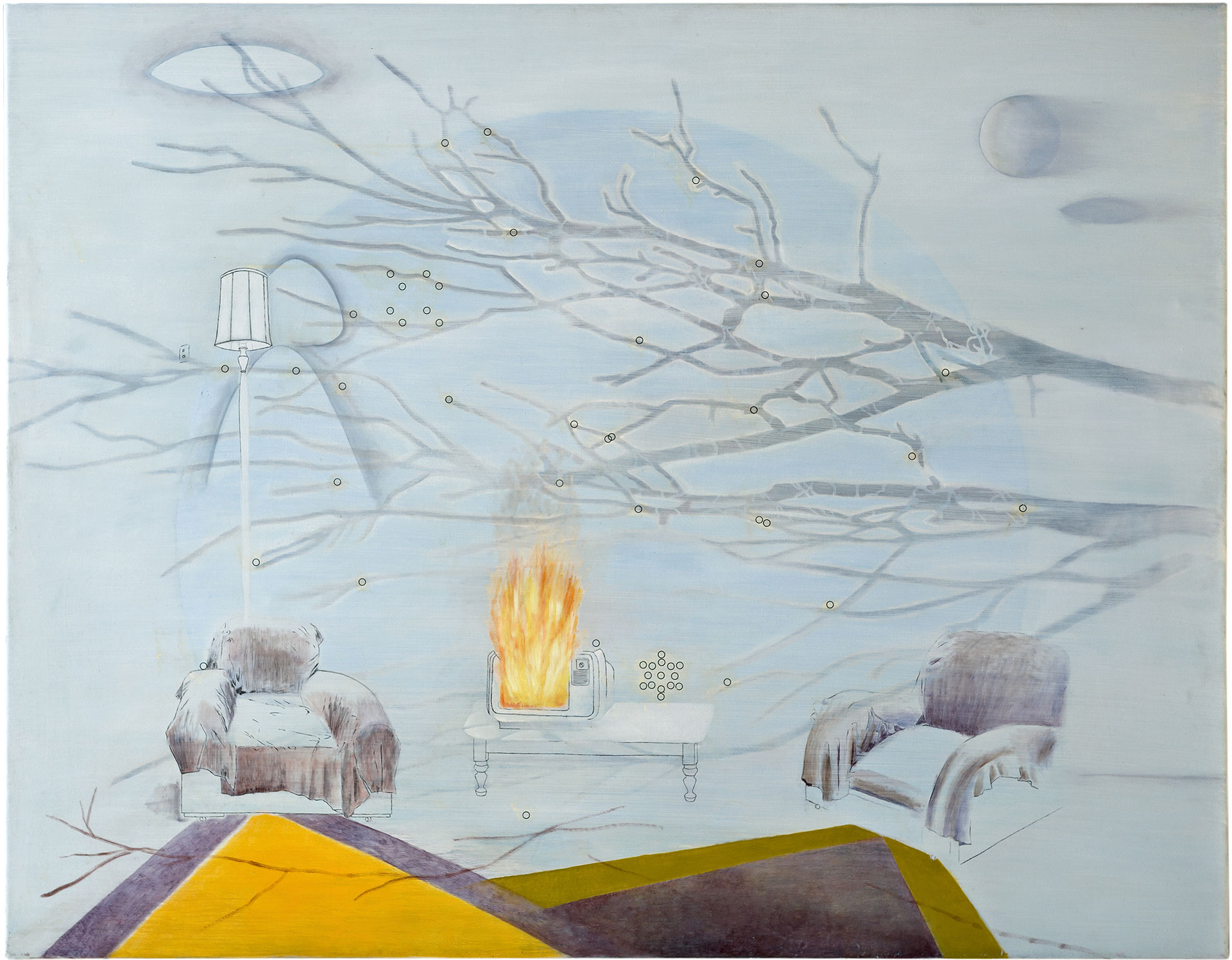 Madeleine Kelly Illogical Box 2003 oil and Letraset on polyester 90 x 115cm