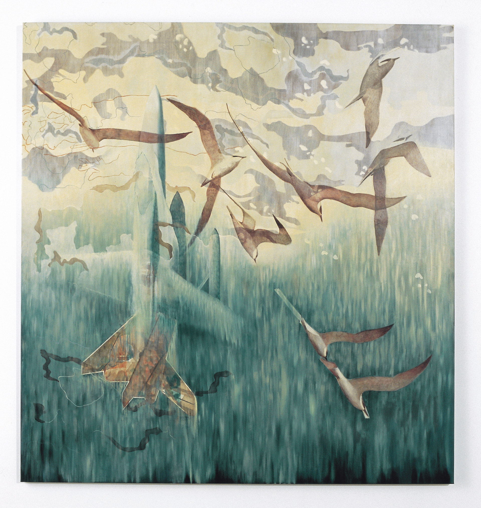 Choreography of war reportage is a painting by Australian artist Madeleine Kelly shown in Sourris QAGOMA and Primavera 2005 MCA