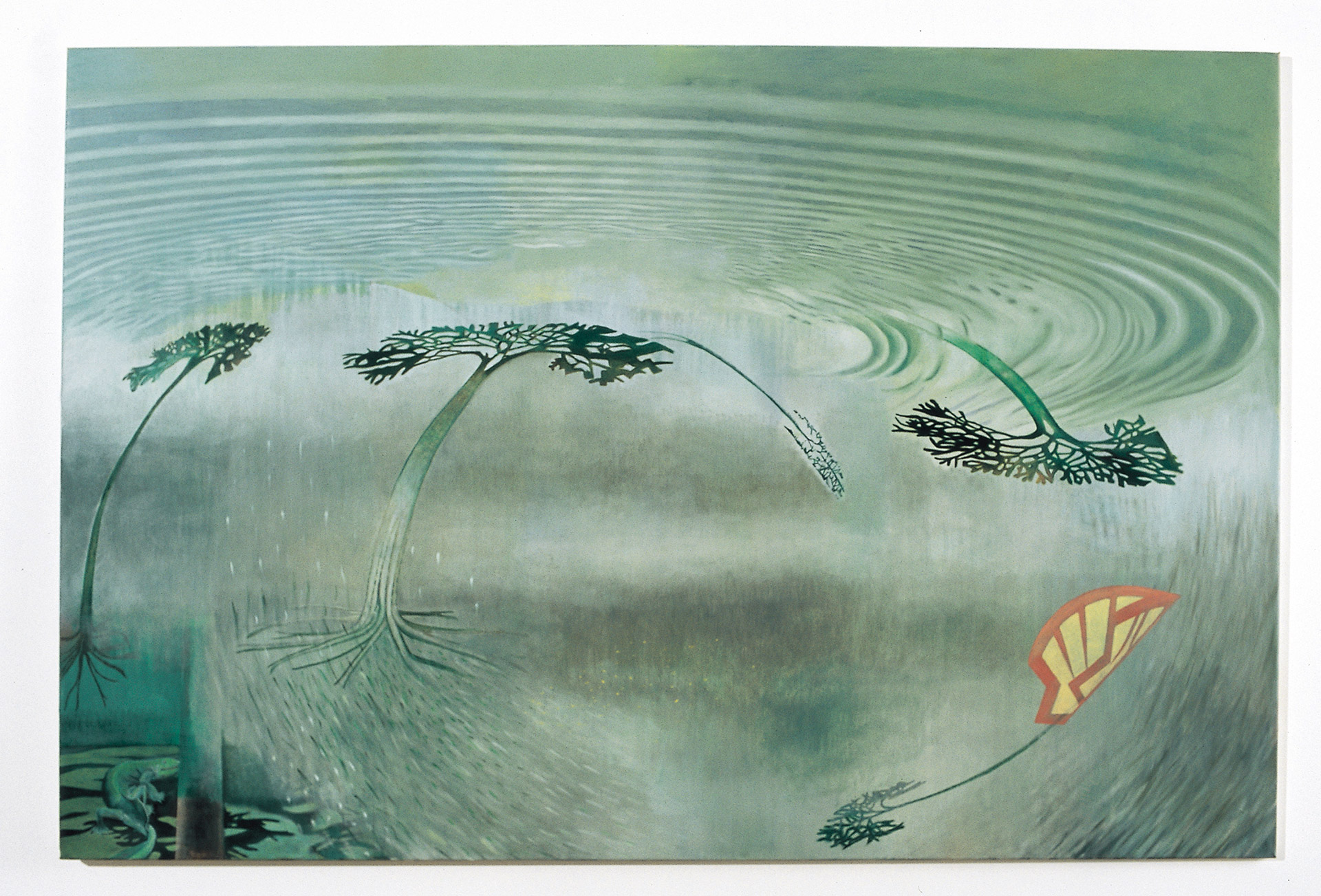 Ground control is a painting by Australian artist Madeleine Kelly ancient club moss shell oil collection Griffith University MCA primavera 2005