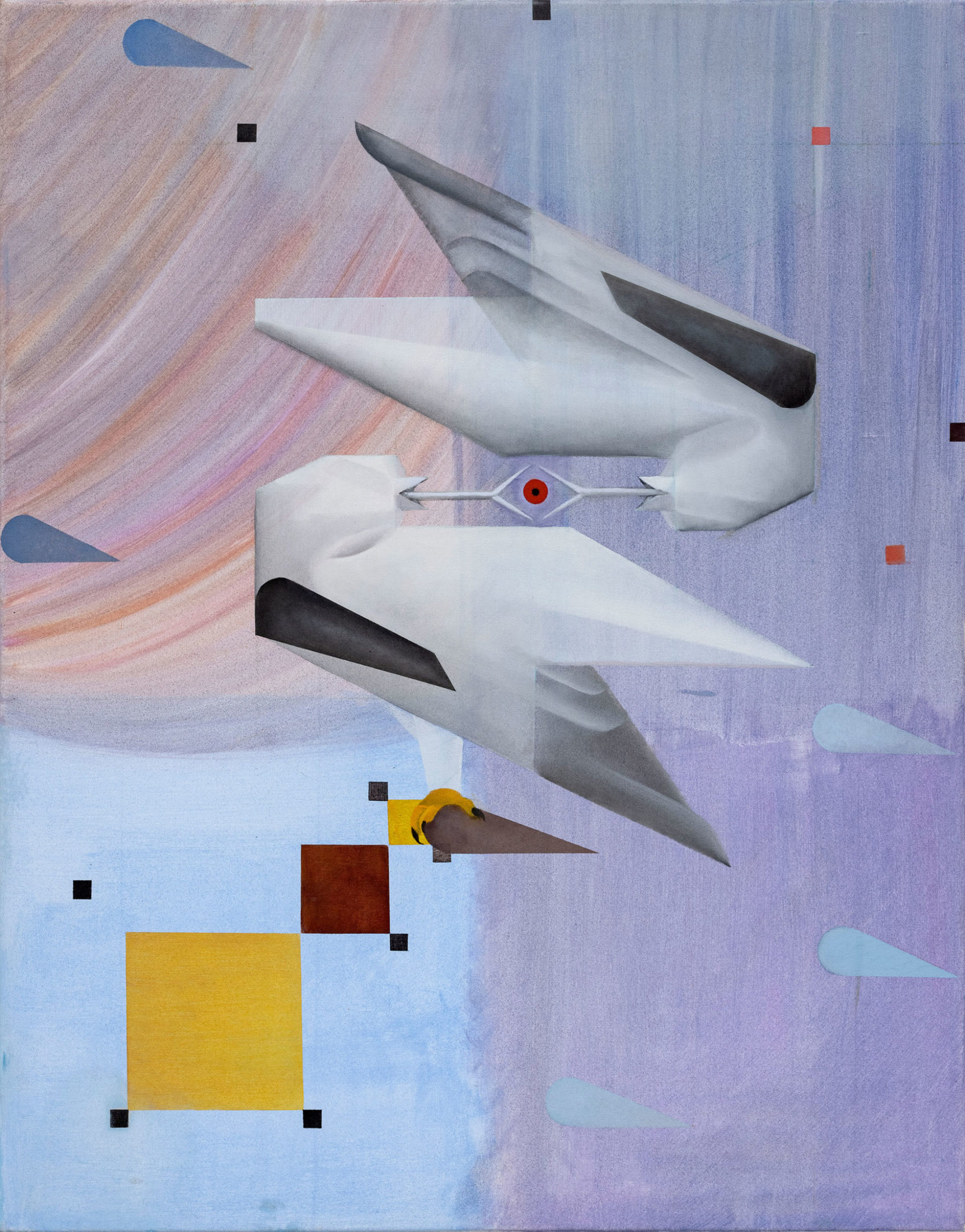 Eye-light assemblage (Painting for Meret) a painting by Madeleine Kelly based on Meret Oppenheim’s work shown at Milani Gallery