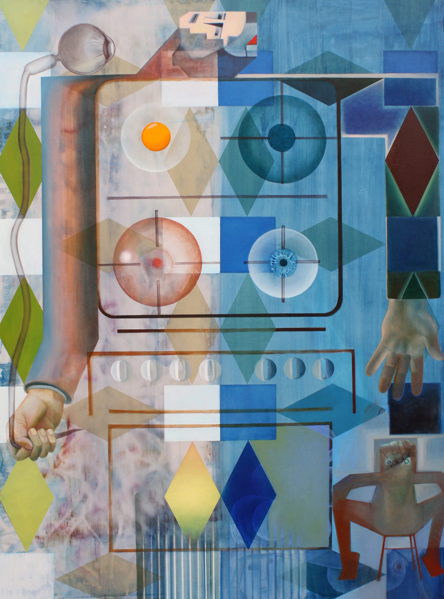 Allowable forms and unconscious facts is a painting by Madeleine Kelly, it won the 2018 sunshine coast art prize Milani Judge Dr Campbell Gray