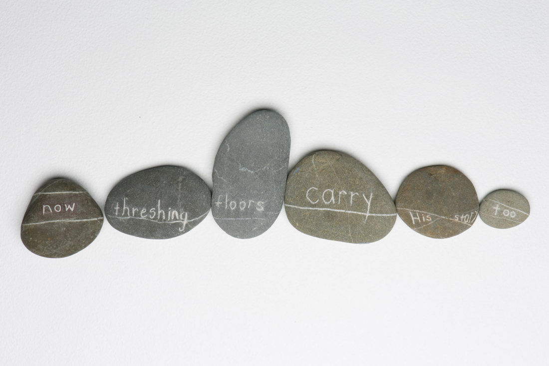 Madeleine Kelly Rock Poem 2013 engraved beach stone with cross contour of quartz
