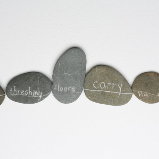 Madeleine Kelly Rock Poem 2013 engraved beach stone with cross contour of quartz