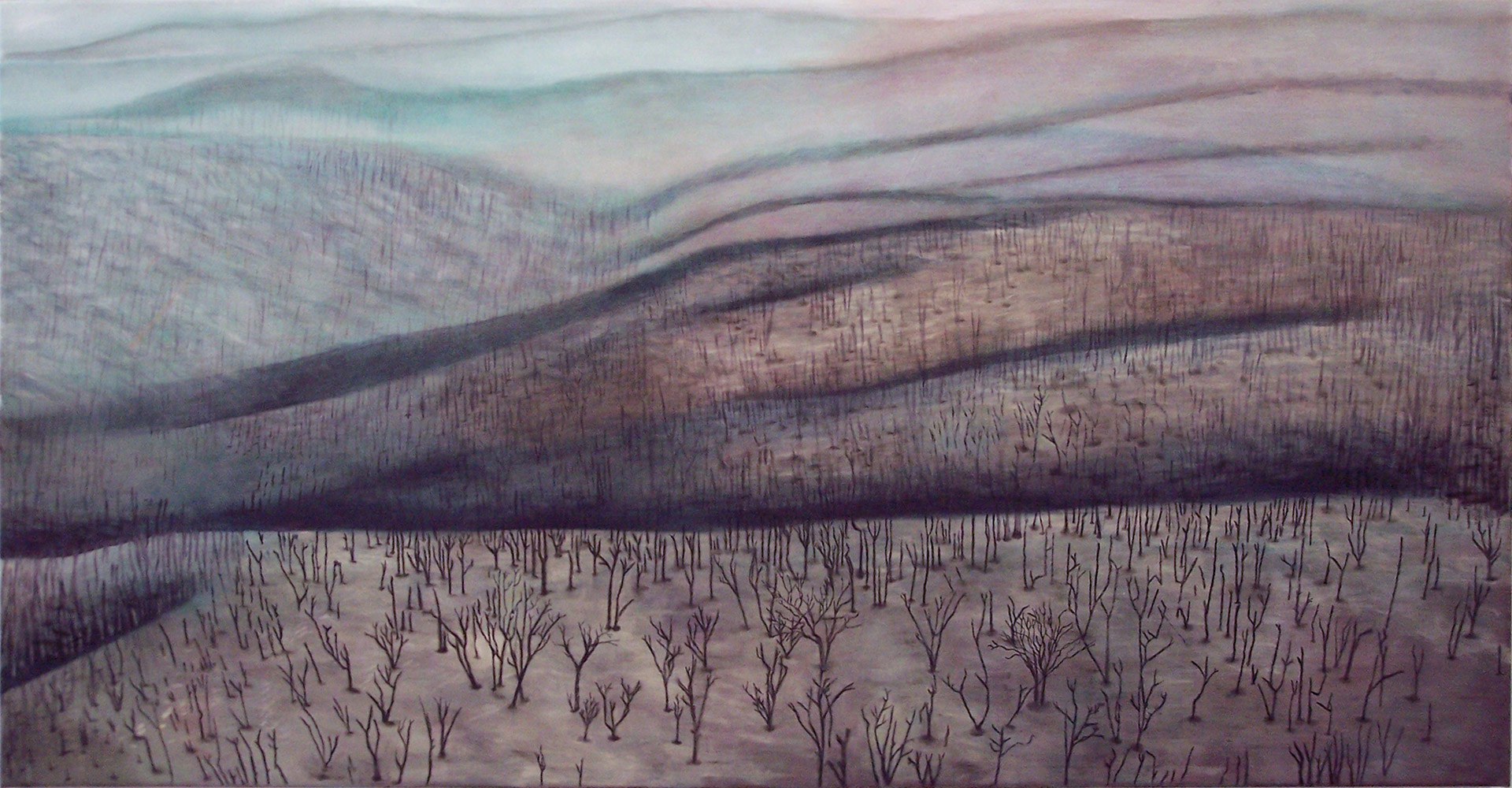 Madeleine Kelly The Charcoal Forest 2006 Oil on polyester 68 x 135cm
