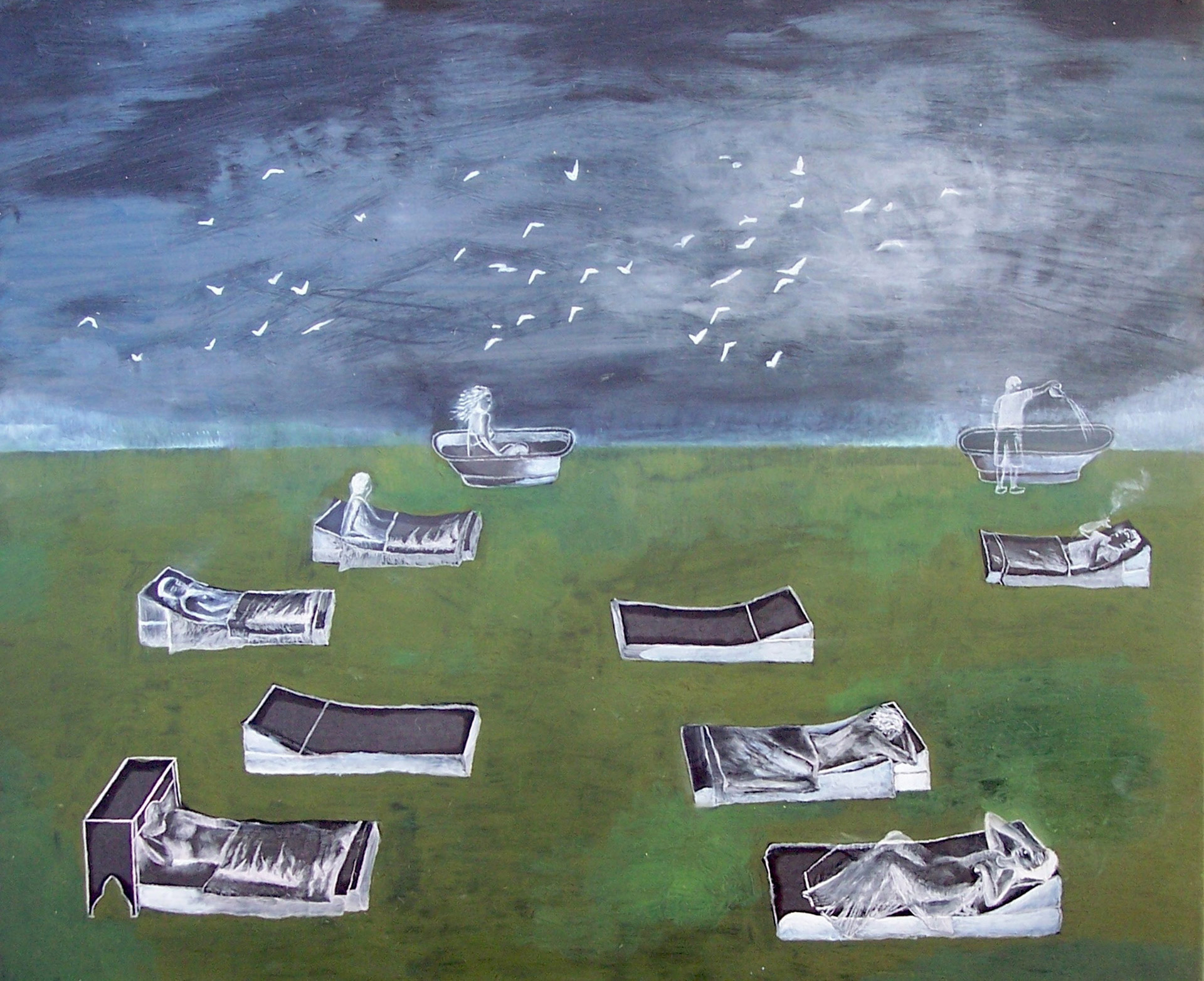 Madeleine Kelly Sunbath 2005 Oil on gesso board 23 x 28cm