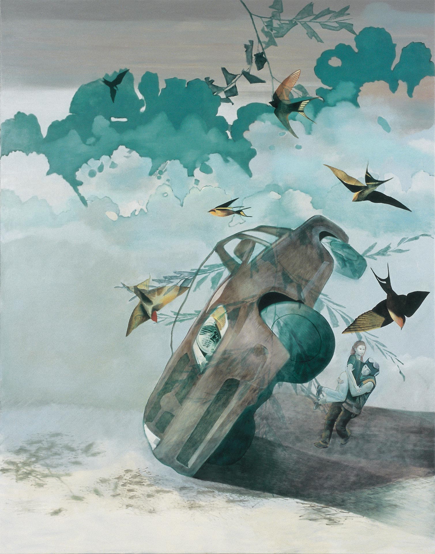 Pathfinder closing is a painting by Australian artist Madeleine Kelly shown at Milani, James C Sourris Collection QAGOMA and Primavera 2005.